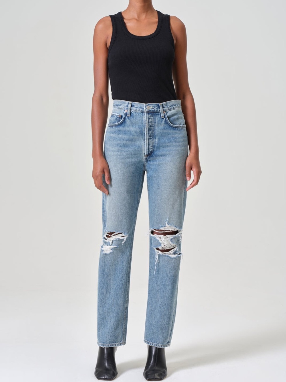 Agolde 90s Pinch Waist High Rise Straight Distressed Jeans Size 25 (estimated) - Picture 1 of 16